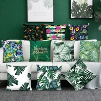 tropical leaf pattern decorative sofa cushion cover polyester throw pillows home decor decoration decorative pillowcase 4545cm