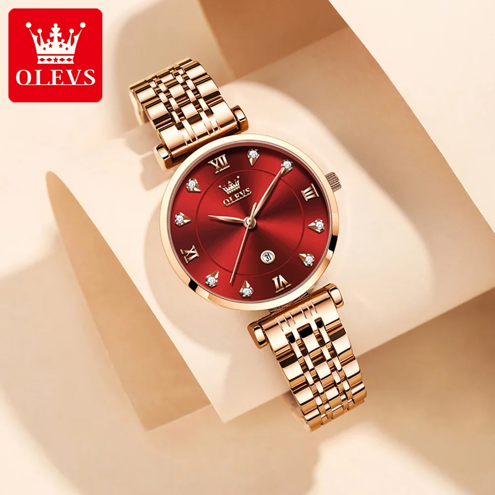 

OLEVS Top Brand New Women Fashion Quartz Watch Waterproof Luxury Women Watche Stainless Steel Strap Date Clock Lady Montre femme