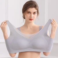 2021new plus size solid bra one piece seamless push up breathable underwear summer ultra thin womens sports vest bra big breast