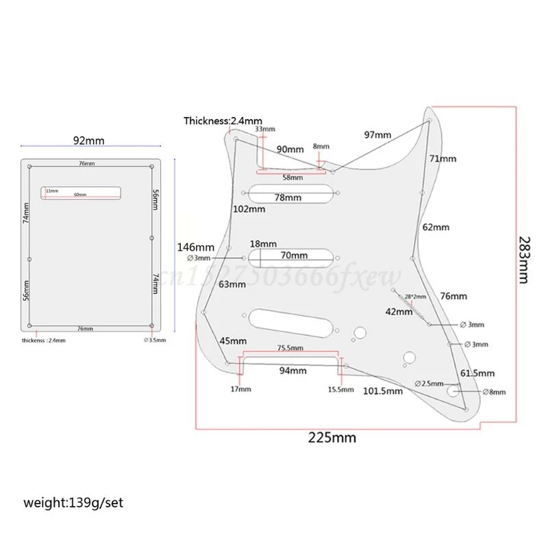 

OOTDTY Guitar PVC Pickguard Shield Scratch Plate with Back Cover Set