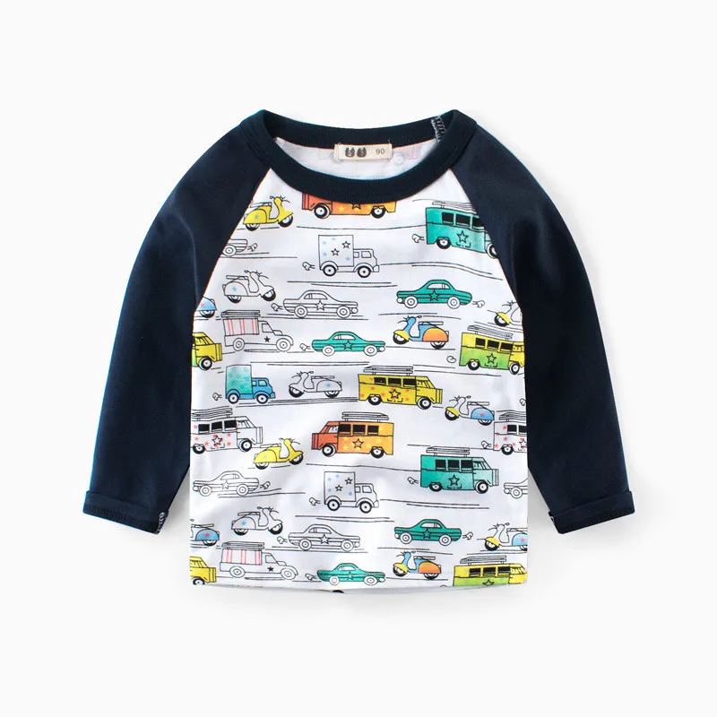 

Spring Autumn Baby boy clothes Cotton Long-sleeve T-Shirt Children soft Stitching Cartoon sport top kids Clothing daily Clothes