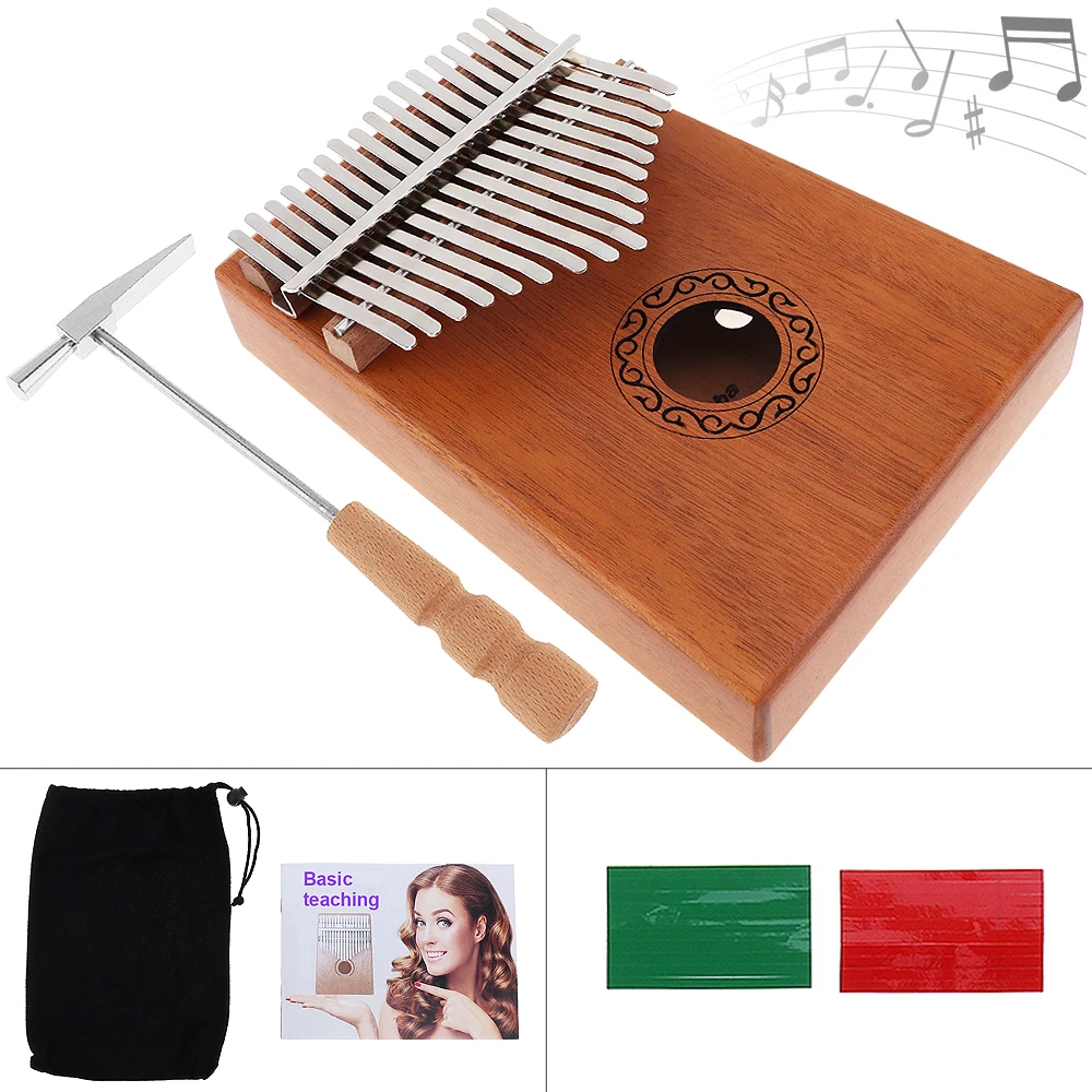 17 клавиш Kalimba одноплатный из красного дерева большого пальца пианино Mbira мини-клавиатура инструмент с полными аксессуарами - Цвет: Wood