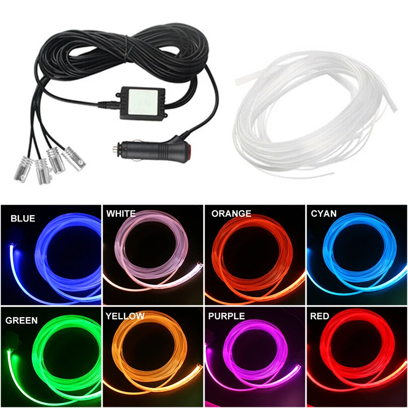 

Гибкая Автомобильная атмосферная лампа RGB светодиодная внутренняя декоративная лампа полоса волокно неоновый провосветильник са света 4 м