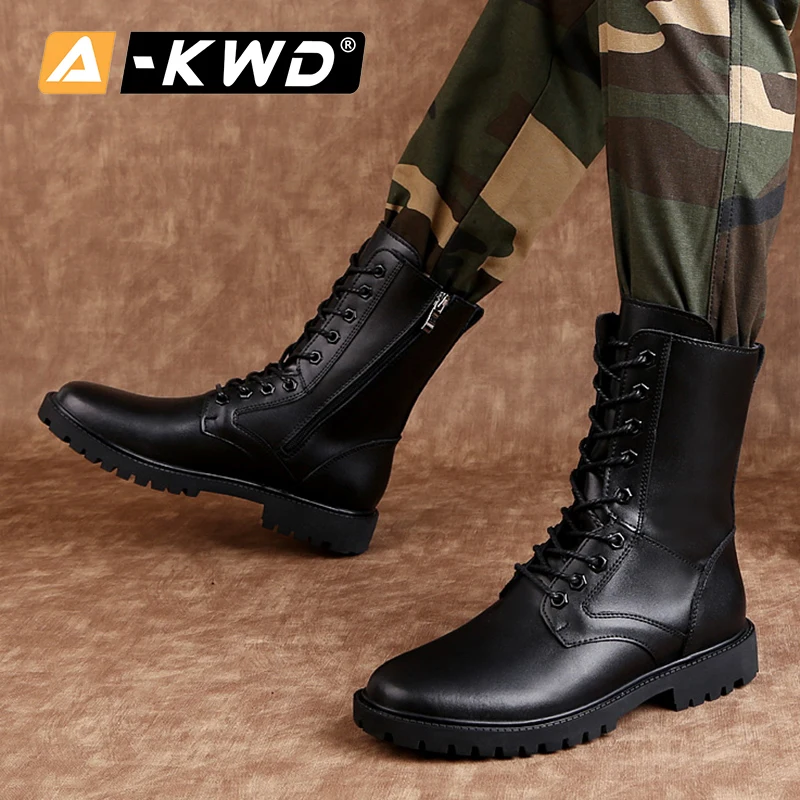 Модные зимние мужские ботинки с мехом рабочие боковой молнией Размеры 35 52