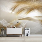 Современные художественные обои 3D, Золотое перо, абстрактные линии, фотообои для гостиной, дивана, спальни, домашний декор, 3D обои