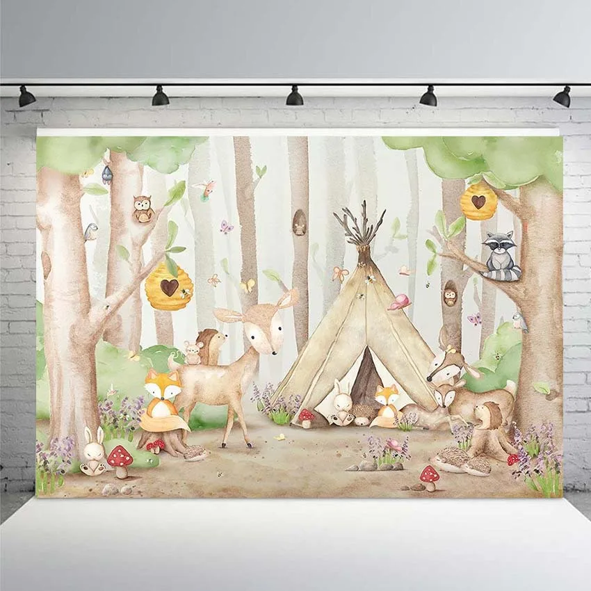 День рождения фон для фотосъемки Фоны Baby Shower и надписью Wild One Джунгли партия