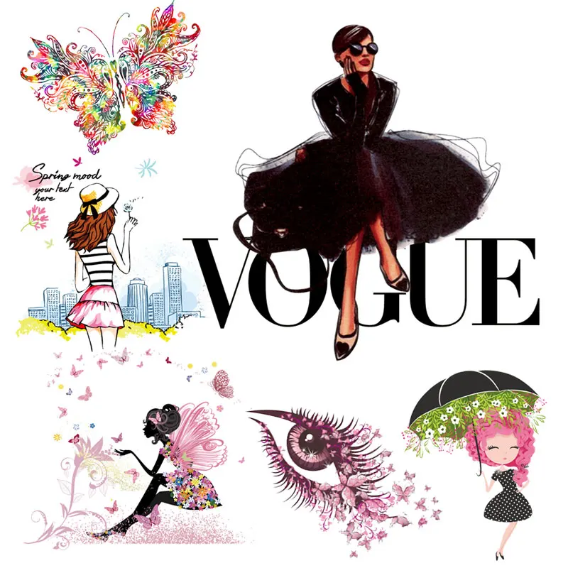 Аппликация термо-Стикеры для одежды на одежду Мода VOGUE нашивки с полосками термочувствительный Утюг на передачи для Глажка одежды наклейки