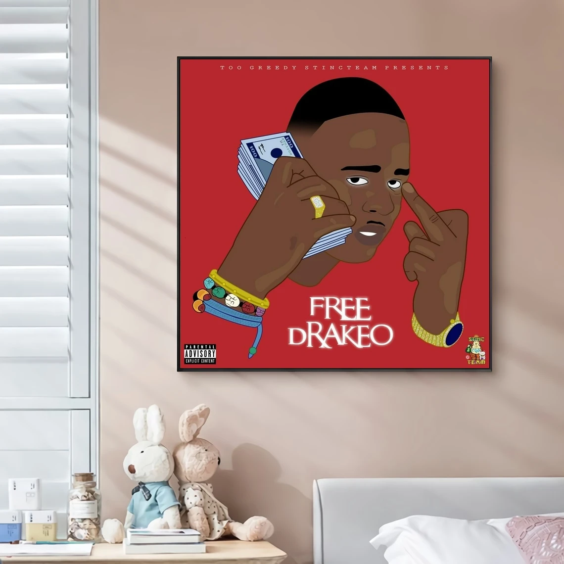

Drakeo the Ruler Free Drakeo Music Album Cover Canvas Poster Rap Star Pop Rock Singer Wall Painting Art Decoration (No Frame)