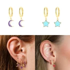 Женские серьги с эмалью CANNER, звезда, луна, масло, серьги для женщин, серебряные серьги, кольца, серьги, платформа, ювелирные изделия 2021