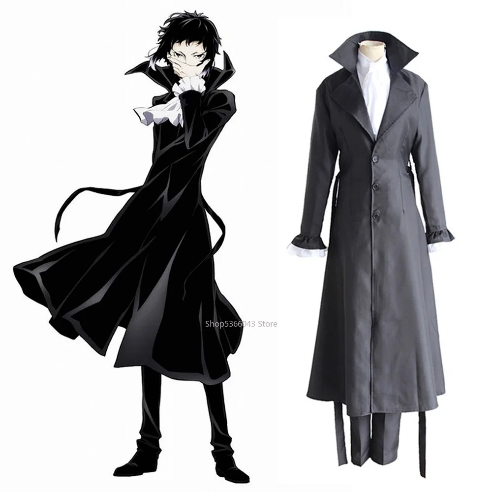 

Anime Bungo Stray Dogs Mafia Coat Costumes Akutagawa Ryunosuke Cosplay Uniform Long Coat Trench Jacket Cloak Suit Halloween Gift