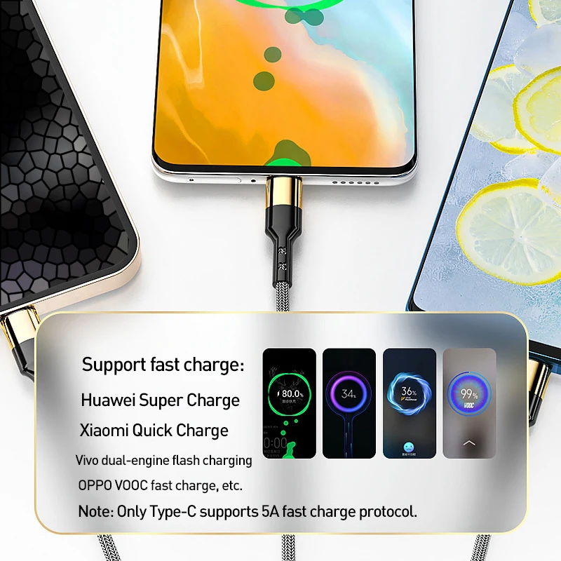 USB-кабель 3 в 1 для Samsung S20 Xiaomi Mi 9 2 кабель Micro USB Type-C быстрой зарядки Huawei Mate 30/40 25/2 м |