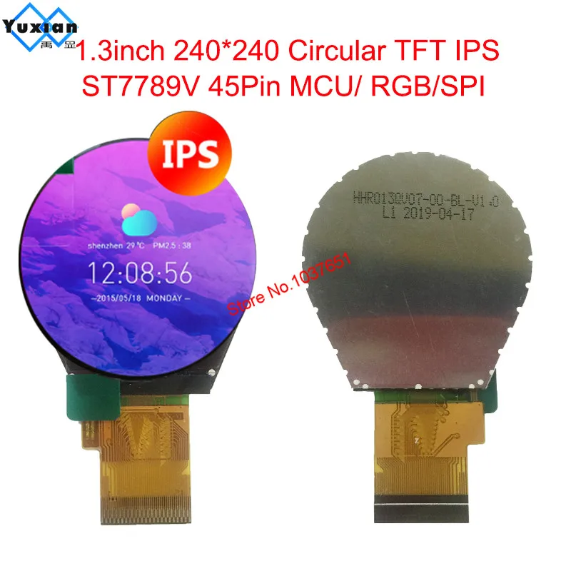 1 3-дюймовый TFT цветной ЖК-дисплей Круглый Круг 240*240 RGB sip mcu 45pin ST7789V | Электроника