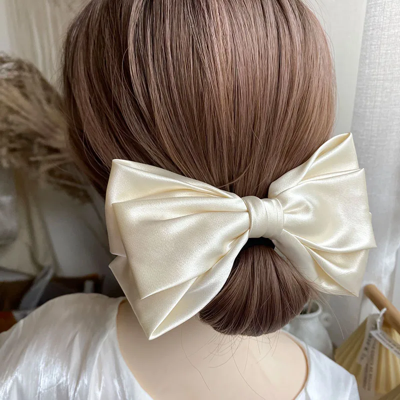 

High Quality Big Barrette Bow Hairpin For Woman Girls Temperament Satin Hairpin Back Head Hair Clip Headwear Hair Accessories