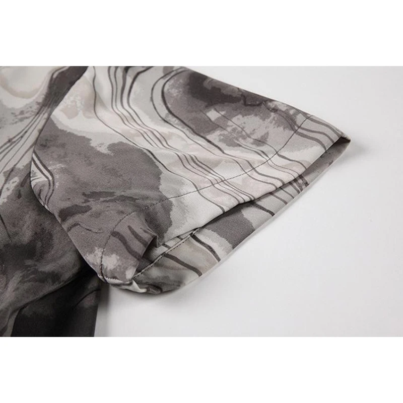 

2021 Summer Women's Retro Cardigan Shirts Or Casual Blouses Pocket Tie Dye Oversized Tide Top Streetwear Trendy Beach BF Blusas