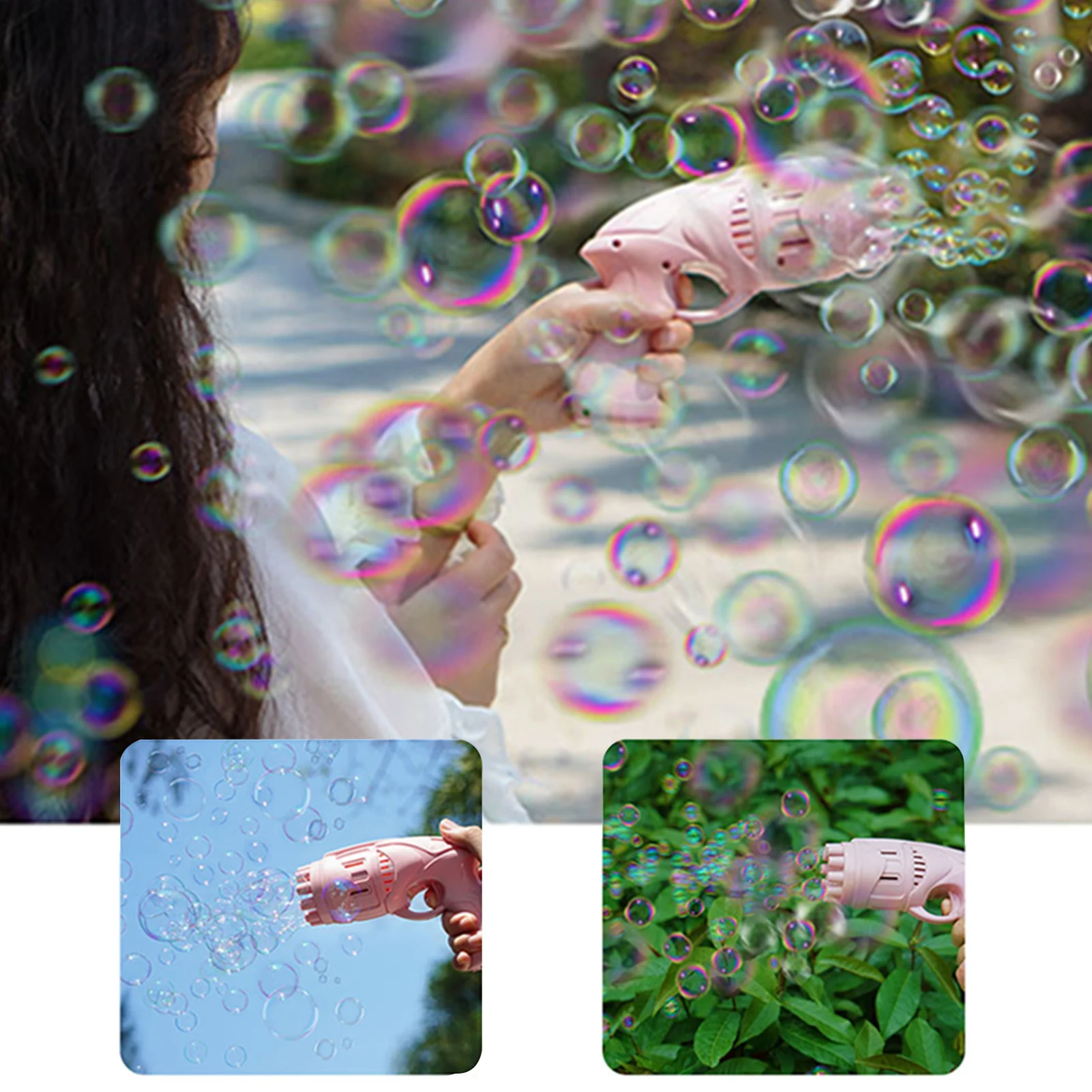 

2-in-1 Gatling Gun Bubble Machine 10-Hole Electric Bubbles Gun Fan Kids Bath Toys Automatic Bubble Gum Machine Toys