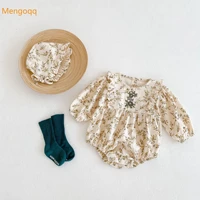 infant baby girls autumn long sleeve flower o neck outfits toddler kids casual jumpsuit romper gift hat newborn clothes 0 24m