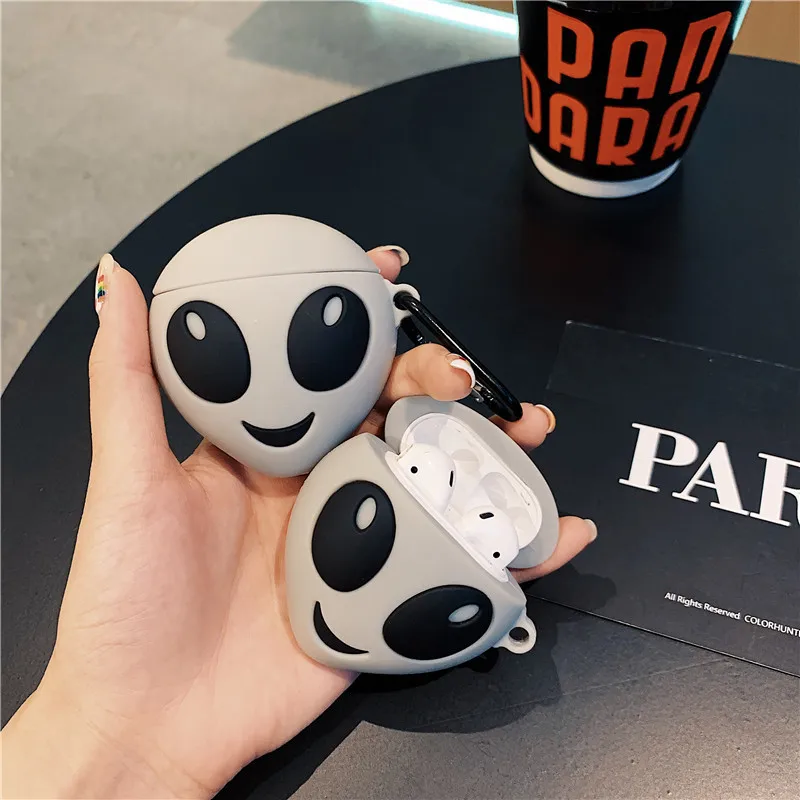 Для AirPod 2 Чехол 3D светящийся инопланетянин мультфильм мягкий силиконовый беспроводной кожухи головных телефонов для Apple Airpods чехол милый чехол Funda