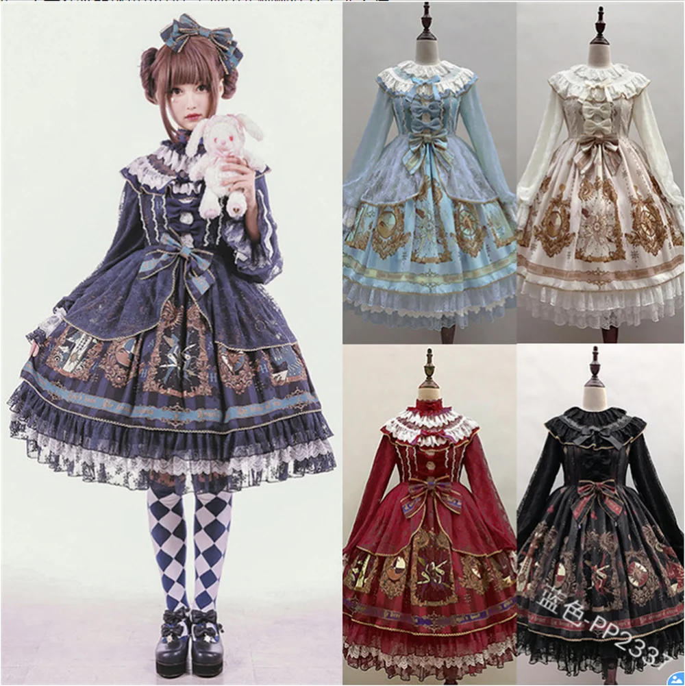 

Gothic Japanese Cosplay Lolita Princess Dress Lace Punk Printed Costume Plus Size Oversize S-5XL Halloween Party Sweet New 2022