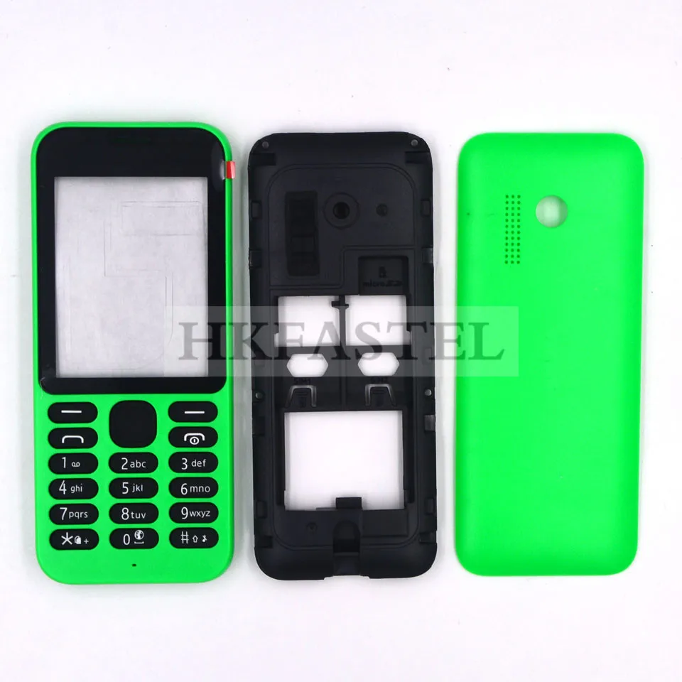 Green Full housing HKFASTEL высококачественный корпус клавиатуры для Nokia 215 Dual SIM Полный Мобильный телефон чехол с клавиатурой - Цвет: Green Full housing