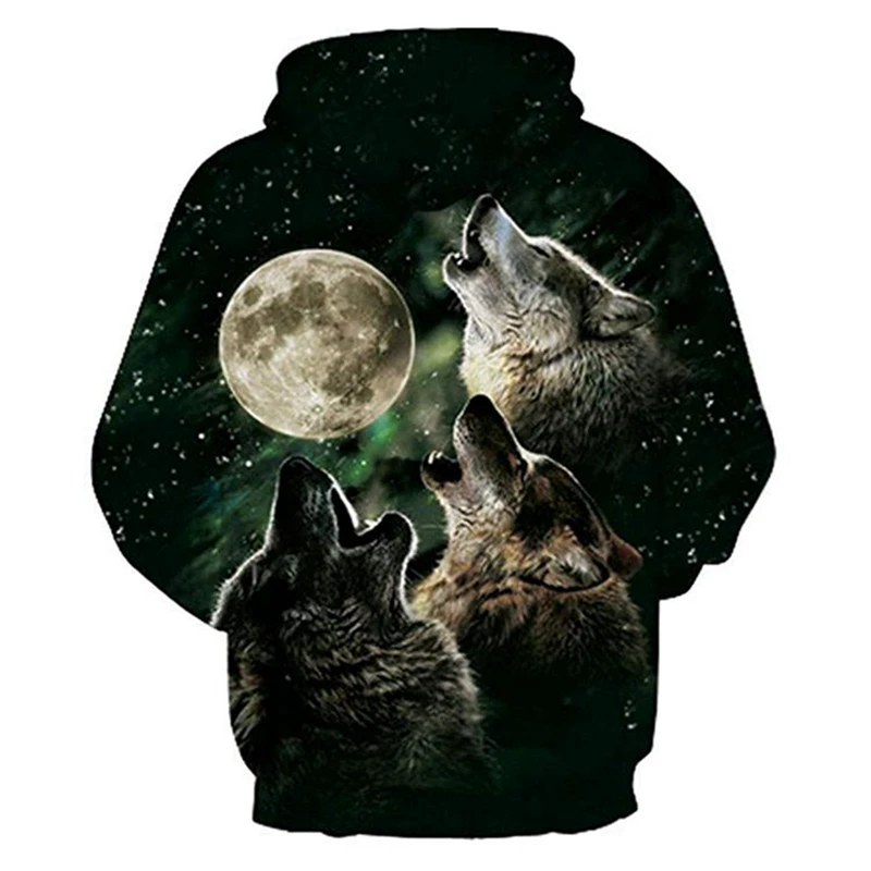

Lyprerazy Men/women 3d Sweatshirts New Fashion Wolf Moon Hoodies Print Threesome Wolf Hoody Hooded Tracksuits Tops