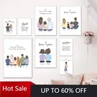 Самоклеящаяся картина, настенная наклейка, Enfold, семья, Папа, мама, ребенок, сестра, домашнее животное, любовь, скандинавские плакаты, картины, украшение детской комнаты