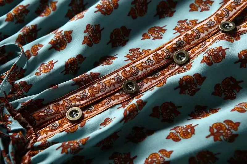 Женское богемное Платье макси с цветочным принтом V-образным вырезом и