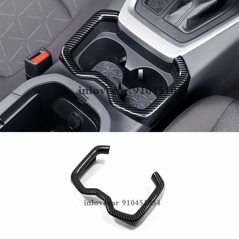

For Toyota RAV4 RAV 4 2019 2020 ABS Carbon fibre Front Water Cup Holder Protection Moulding Cover Trim Sticker Accessories 1pcs