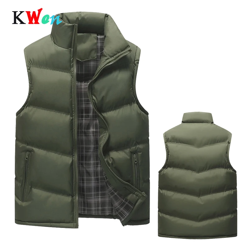 Новый зимний жилет Мужской приталенный Повседневный мужской теплый без рукавов