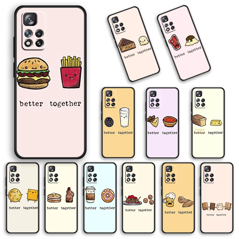 

Cartoon Food Partner Cute For Redmi 10 8A 9 K40 K30i 9T 10T K30T 9AT 9i 10X GO 7A K20 Silicone Pro Ultra Black Phone Case
