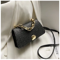 trend crossbody bags for women exquisite weave designer handbags lady shoulder bag gold chain messenger bags mini pu purse pack