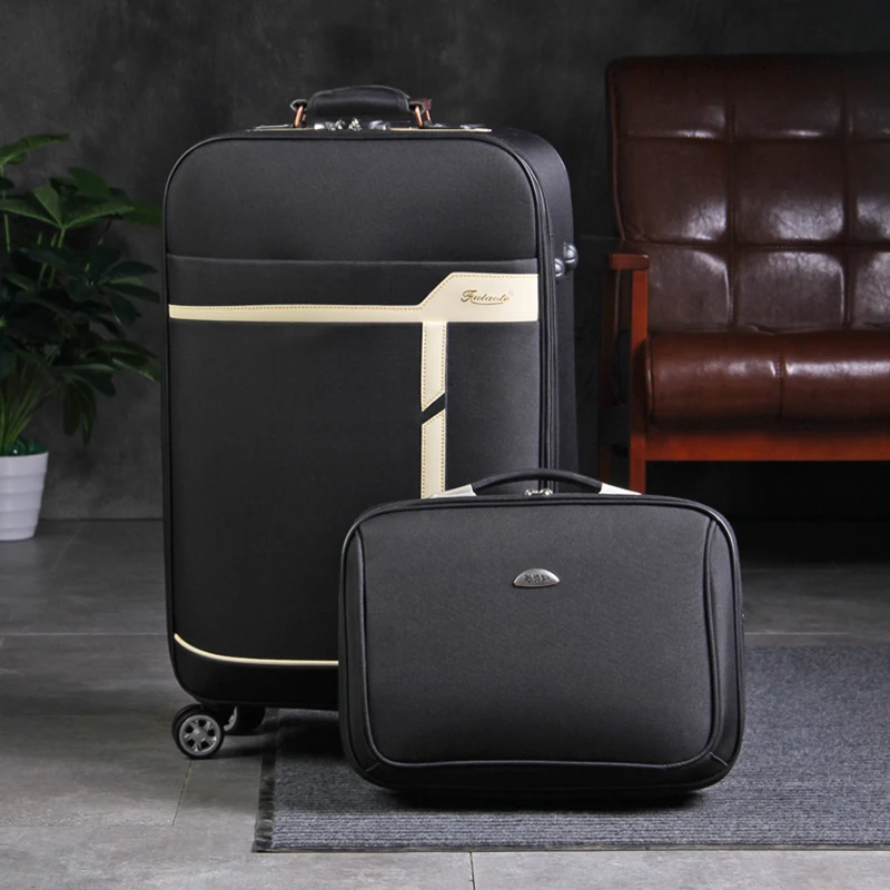 Canvas travel rolling luggage 20/24/28-inch large-capacity trolley suitcase fashion oxford box business password rolling luggage