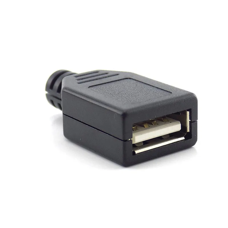 4 Pin USB 2 0 Тип Женский Разъем Черный Пластик крышкой припоя DIY соединительный