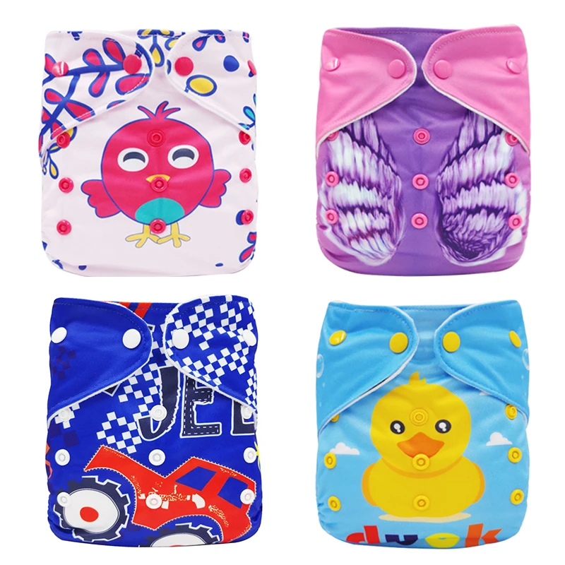 

4 шт., Детские водонепроницаемые подгузники с регулируемым принтом