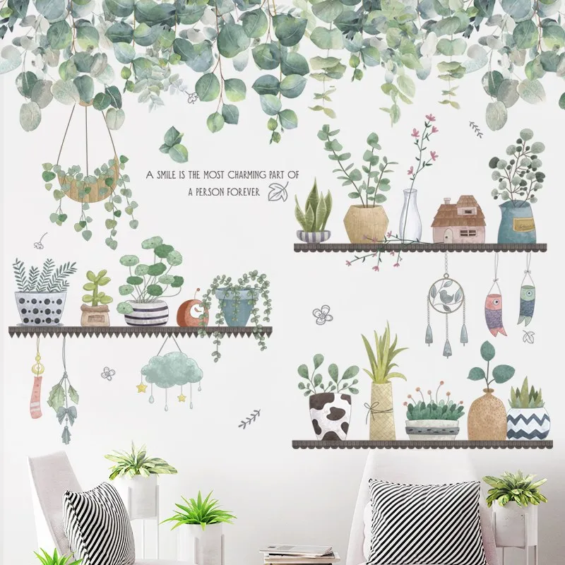 Настенные наклейки в горшке для спальни гостиной дивана 24 стиля|Наклейки на