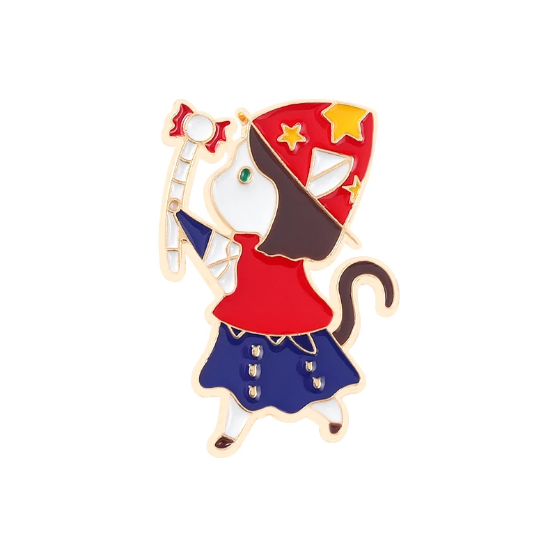 

Fantastic Girl With Long Tail Enamel Brooch Pins Take Magic Wand Brooches On Clothes Jewelry Accessories New Year Gift