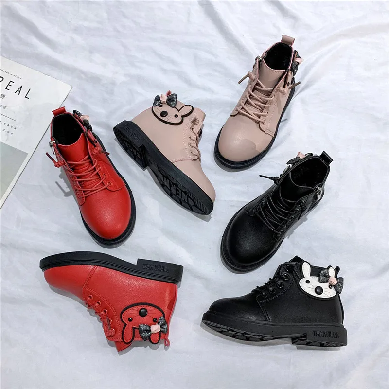 

Fashionable New Girls' Warm and Comfortable Martin Boots Round Toe School Small Leather Shoes Winter Boots for Girl Size 26-36
