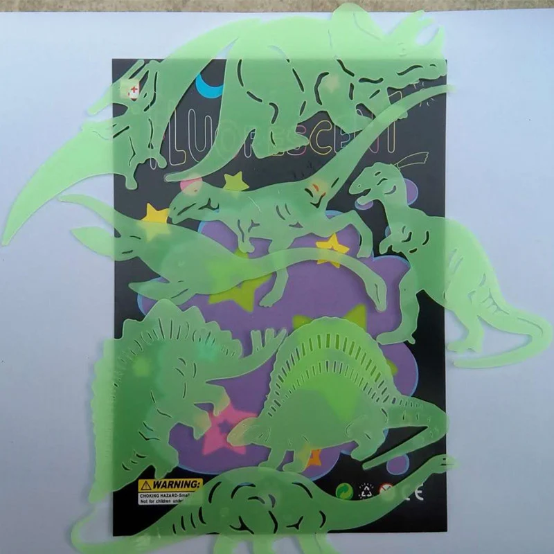 

9/8Pcs Glow In The Dark Dinosaur Luminous Stickers Stereo 3D Fluorescent Wall Stickers Fun Sticker For Kids LKS99