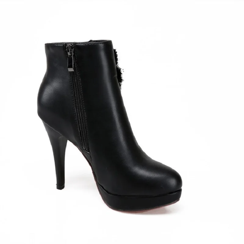 Оригинальные Модные женские зимние ботинки пикантные ботильоны с круглым носком