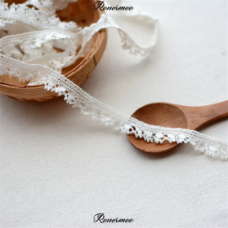 Эластичная хлопковая кружевная лента цвета слоновой кости для самостоятельной