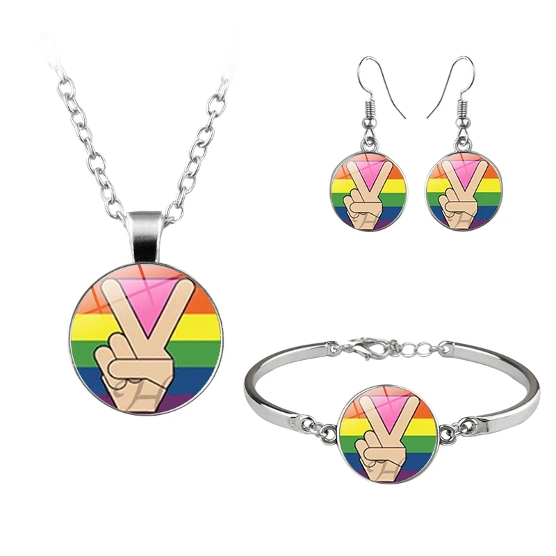 Бисексуальный Комплект бижутерии Для лесбийских гордостей стеклянный кабошон