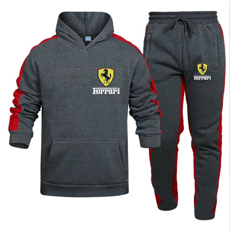 

2021 New Two Pieces Sets Hooded Tracksuit Men/Women Sportswear Gyms Black Hoodies+Sweatpants Joggers Sweatshirts