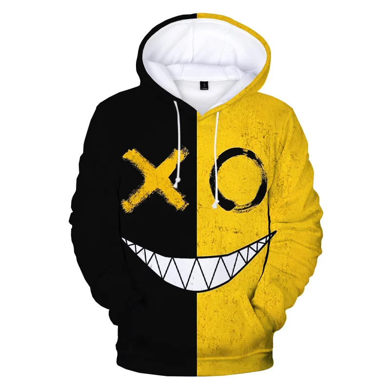 

European American Men's Fashion 3D Print Autumn Harajuku Pullover Hooded Sweatshirt Casual Long Sleeve Oversized Smiley Hoodies