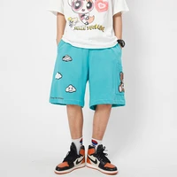 eukaaru ins harajuku cartoon bear print shorts for men fashion hip hop streetwear loose capris woman trend loosetrousers