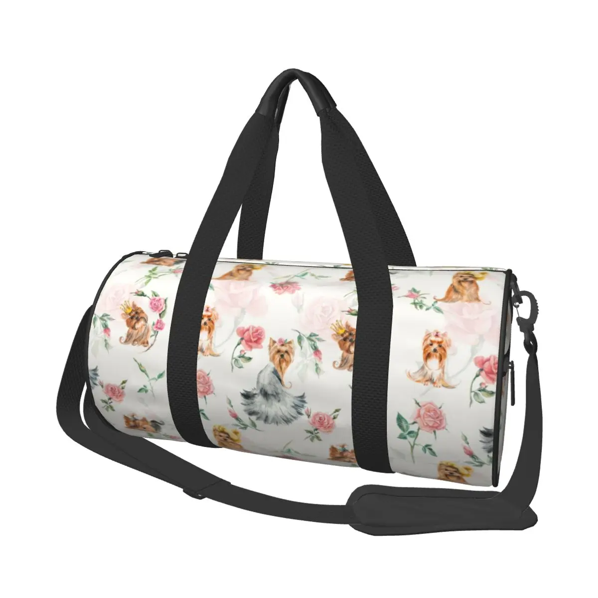 

Travel Bag Yorkshire Terriers And Roses Watercolor Portable Leisure Fitness Bag Business Travel Bag Light Travel Luggage Bag