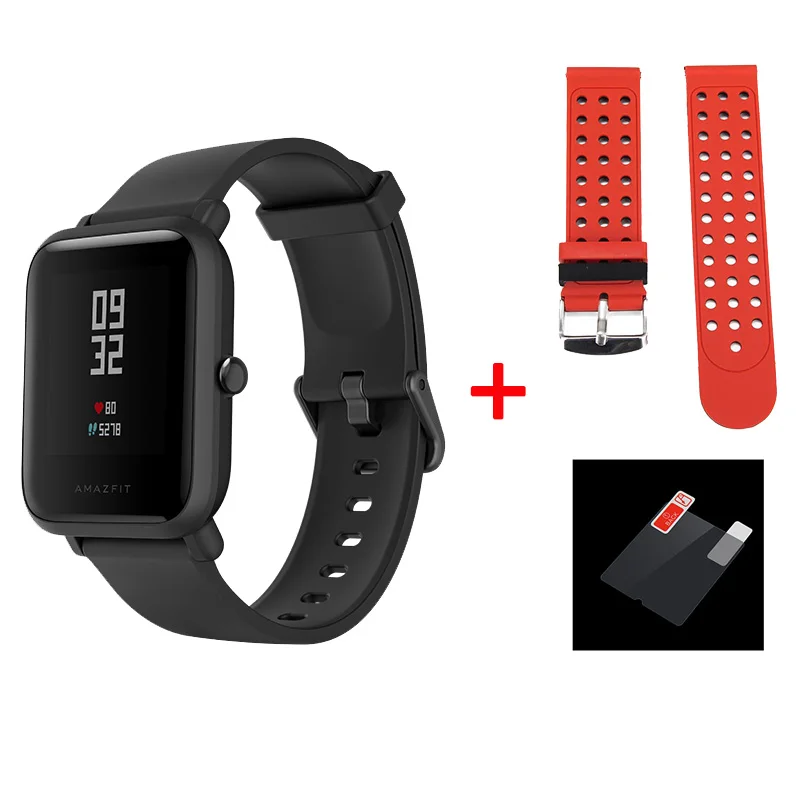 black and red Английская версия Huami Смарт-часы Amazfit Bip Lite 45 дней Срок службы батареи 3ATM сердечный ритм Amazfit Bip Lite Часы Android iOS - Цвет: black and red