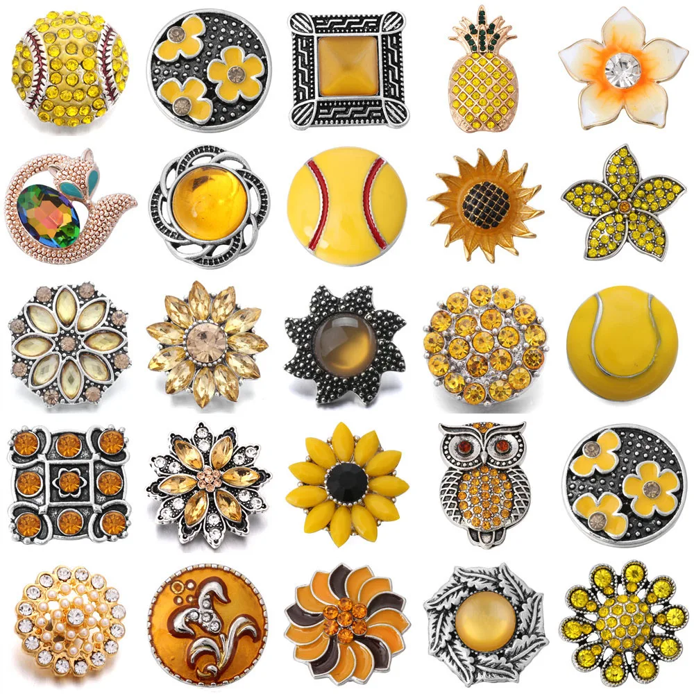 6 шт./лот кнопки застежки ювелирные изделия желтые цветы из горного хрусталя