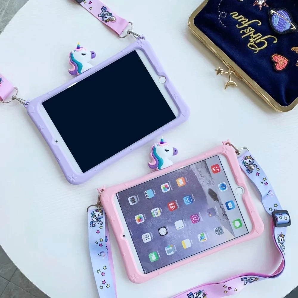 

iPad Mini 1 2 3 4 5 unicorn Silicon Stand Cute Cartoon Shockproof Tablet Cover Ipad Mini mini5 mini4 mini3 mini2 Stand Cover