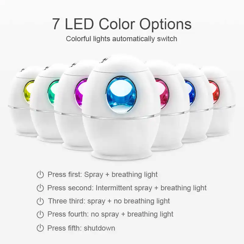 

Ultrasonic 800ML Humidifier Air Humidificador Aroma Essential Oil Diffuser Air Fresher Fogger with LED Light for Home Office