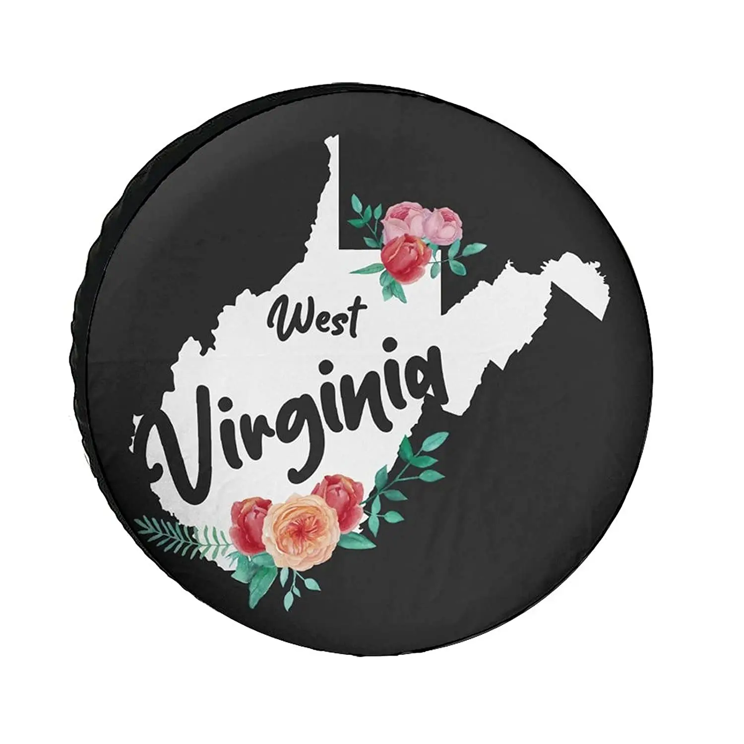 

Floral West Virginia Map Universe Exploration Tire Covers Wheel Cover Protectors Weatherproof UV