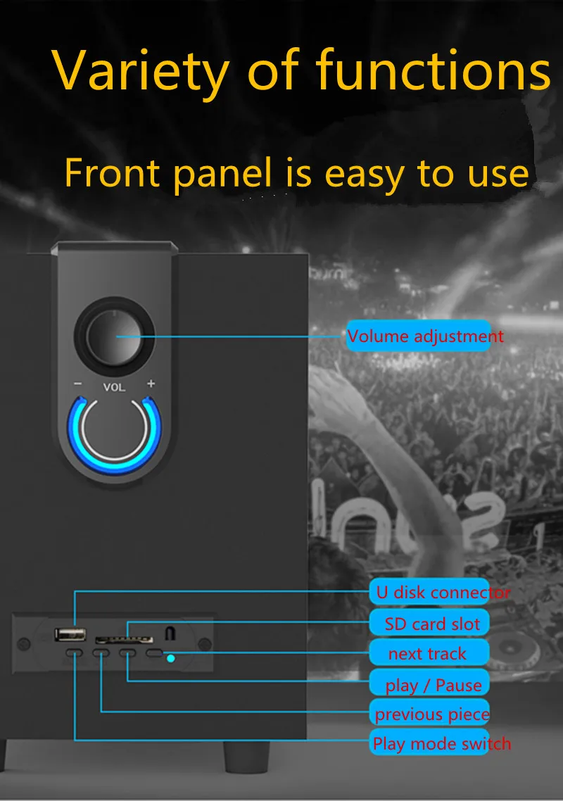 New Bluetooth 4.1 Wooden Multimedia Speaker 2.1 Overweight Subwoofer Audio USB Active Notebook | Электроника